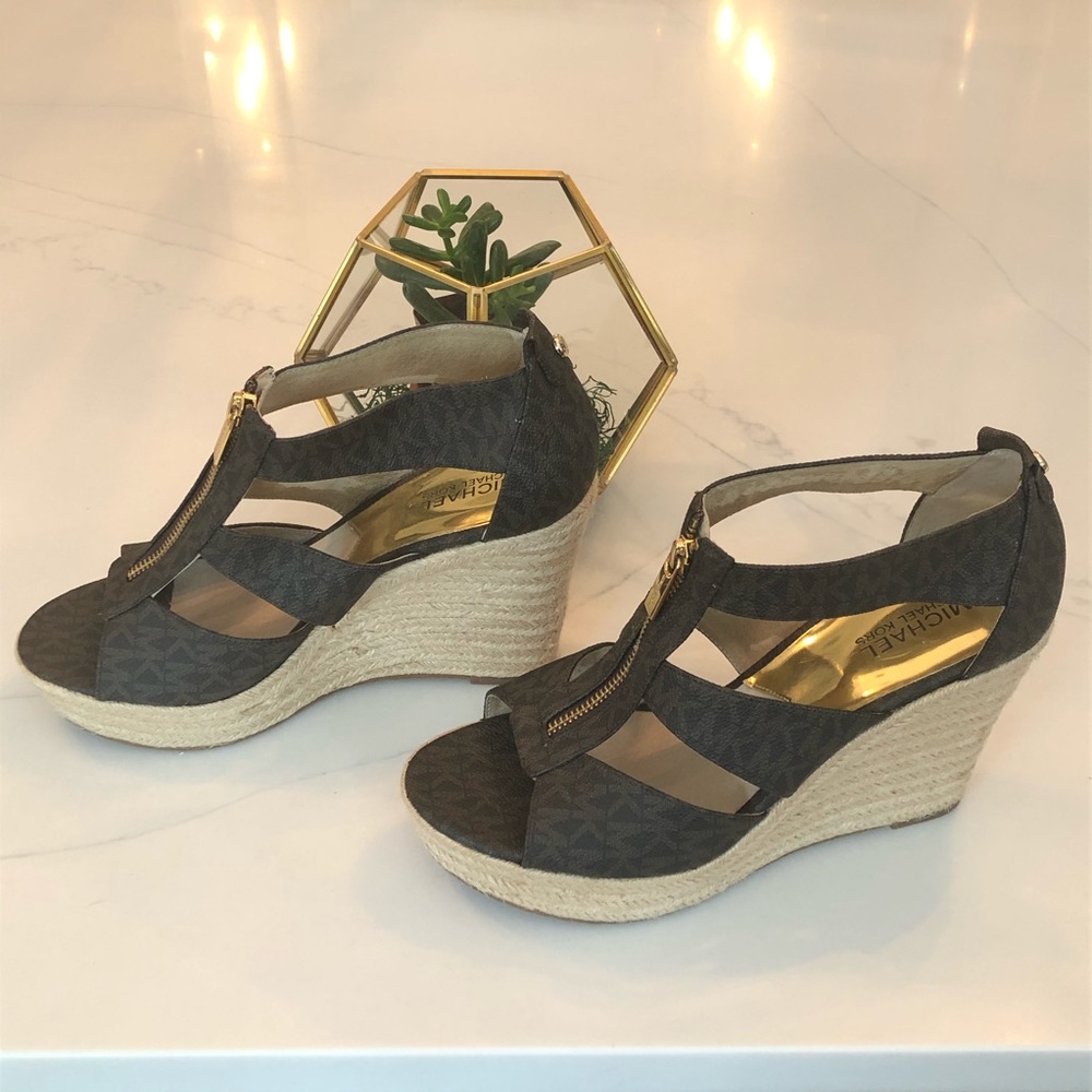 Michael Kors leather wedge heels
